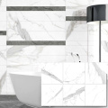 Kolasus Matte Vs Glossy Shower Bathroom with White Marble Tile